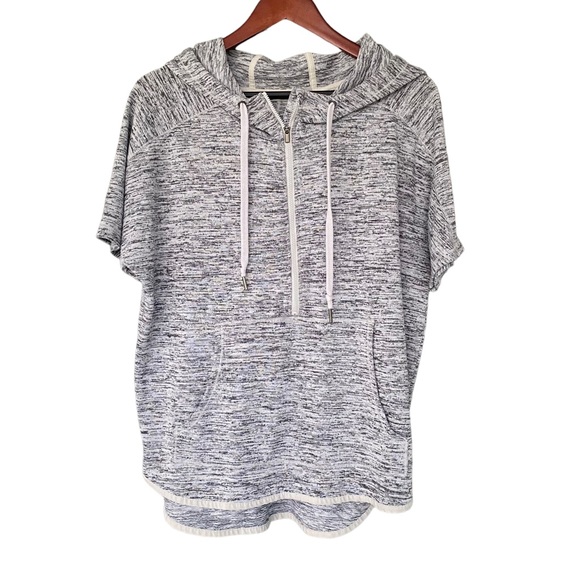 Athleta Tops - Athleta Heather Grey Short Sleeve Pullover Hoodie M